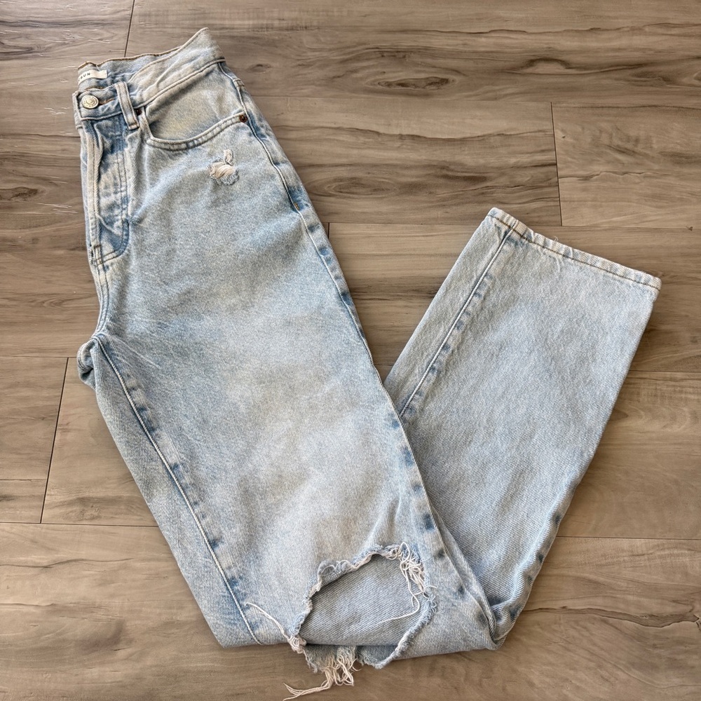 PacSun Dad Jeans Light Wash Distressed High Rise Straight Leg Women’s Size 24